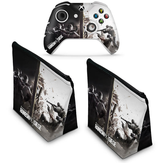 KIT Capa Case e Skin Anti-Rage Xbox One Slim X Controle - Tom Clancy's Rainbow Six Siege