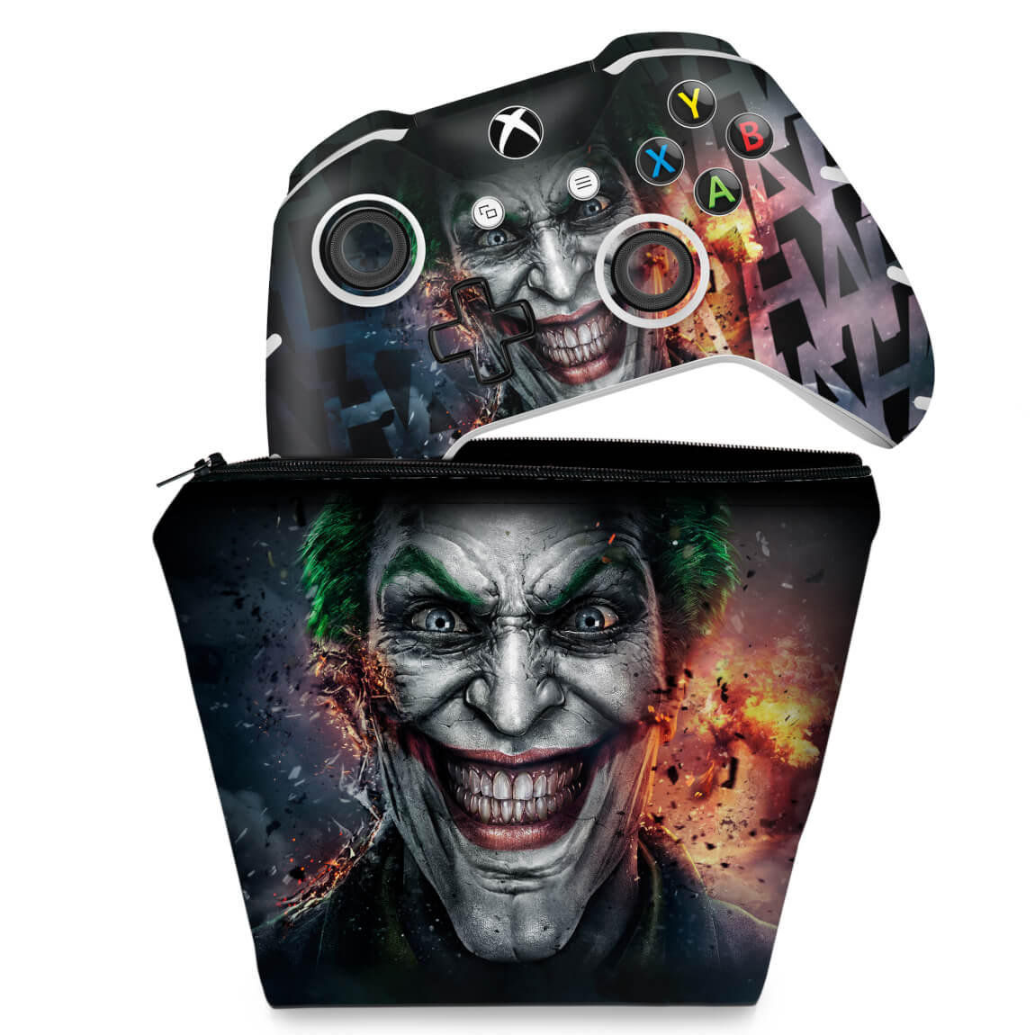 KIT Capa Case e Skin Anti-Rage Xbox One Slim X Controle - Coringa - Joker #A
