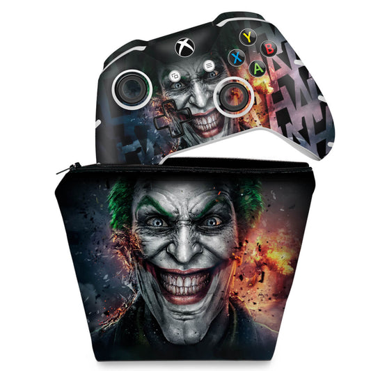 KIT Capa Case e Skin Anti-Rage Xbox One Slim X Controle - Coringa - Joker #A