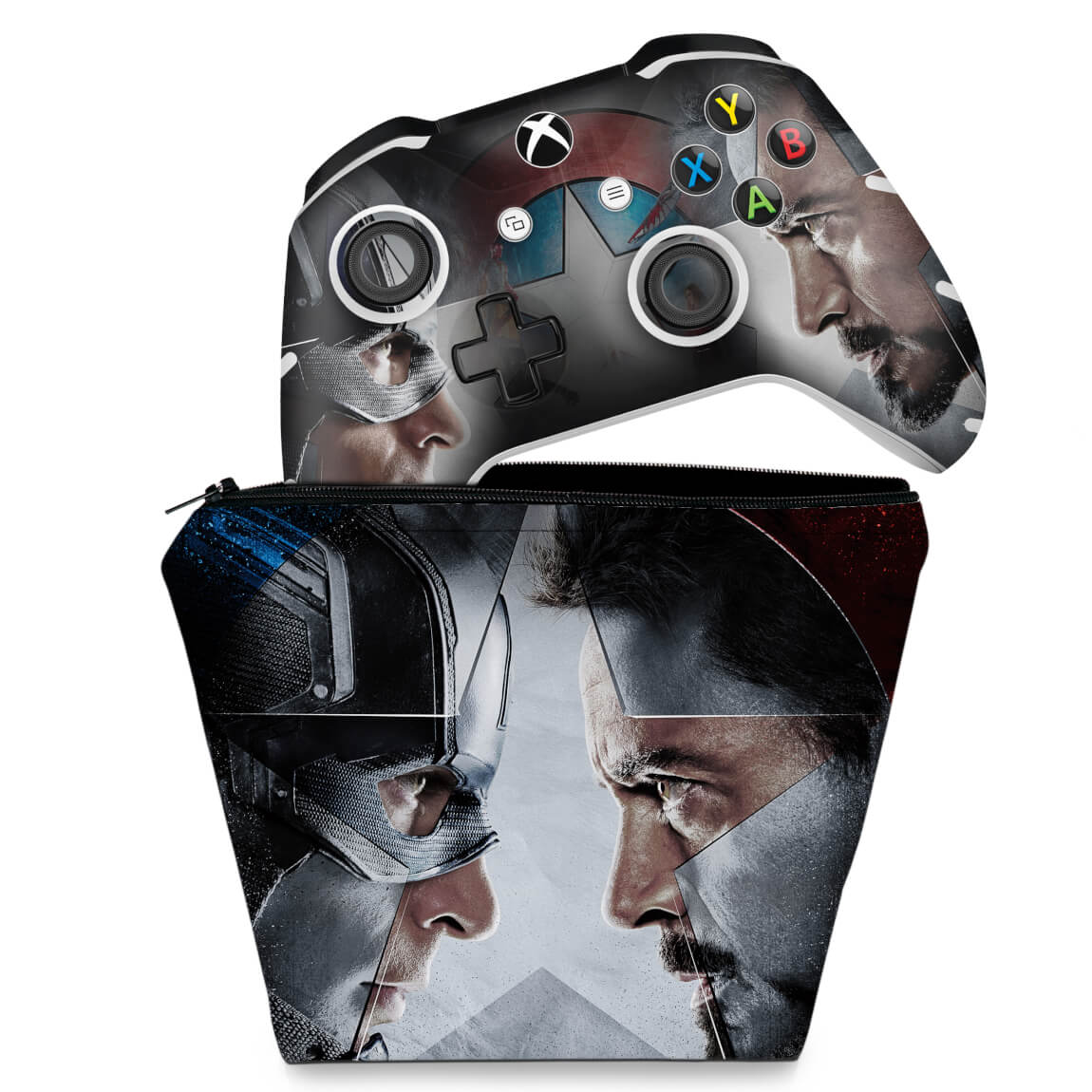 KIT Capa Case e Skin Anti-Rage Xbox One Slim X Controle - Capitão America - Guerra Civil
