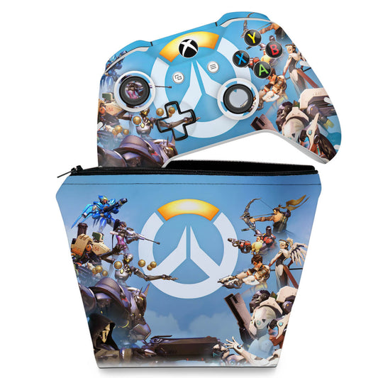 KIT Capa Case e Skin Anti-Rage Xbox One Slim X Controle - Overwatch
