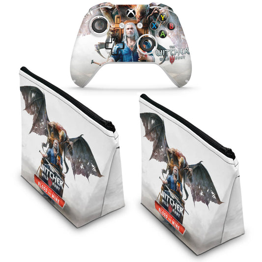 KIT Capa Case e Skin Anti-Rage Xbox One Slim X Controle - The Witcher 3 Blood And Wine