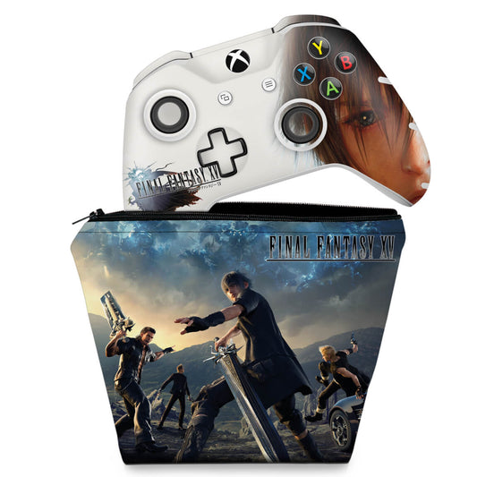 KIT Capa Case e Skin Anti-Rage Xbox One Slim X Controle - Final Fantasy XV #B