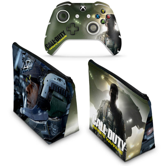 KIT Capa Case e Skin Anti-Rage Xbox One Slim X Controle - Call of Duty: Infinite Warfare