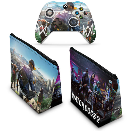 KIT Capa Case e Skin Anti-Rage Xbox One Slim X Controle - Watch Dogs 2