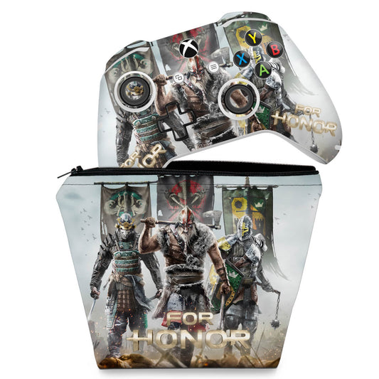 KIT Capa Case e Skin Anti-Rage Xbox One Slim X Controle - For Honor