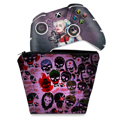 KIT Capa Case e Skin Anti-Rage Xbox One Slim X Controle - Esquadrão Suicida #C