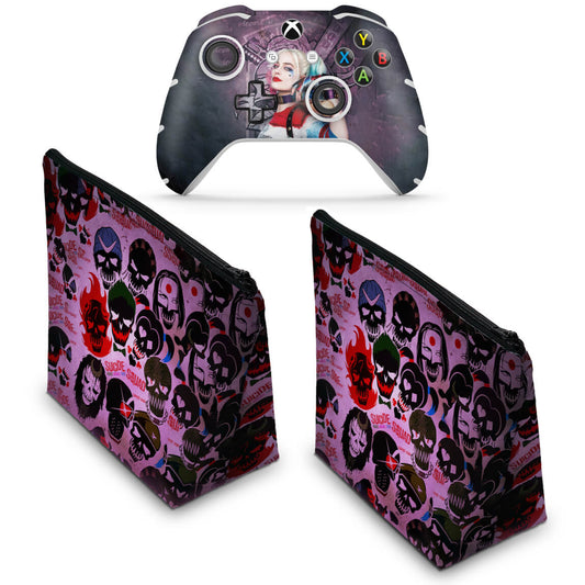 KIT Capa Case e Skin Anti-Rage Xbox One Slim X Controle - Esquadrão Suicida #C