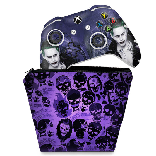 KIT Capa Case e Skin Anti-Rage Xbox One Slim X Controle - Esquadrão Suicida #D