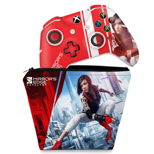KIT Capa Case e Skin Anti-Rage Xbox One Slim X Controle - Mirror's Edge Catalyst