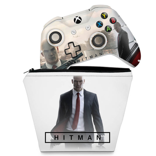 KIT Capa Case e Skin Anti-Rage Xbox One Slim X Controle - Hitman 2016