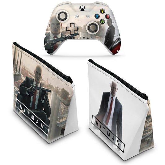 KIT Capa Case e Skin Anti-Rage Xbox One Slim X Controle - Hitman 2016
