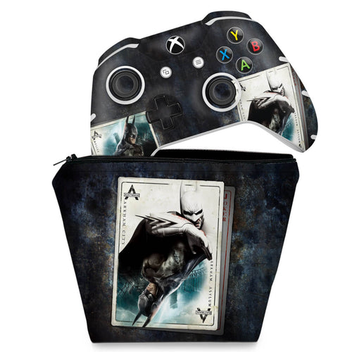KIT Capa Case e Skin Anti-Rage Xbox One Slim X Controle - Batman Return to Arkham