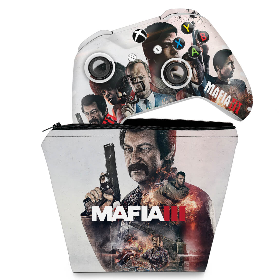 KIT Capa Case e Skin Anti-Rage Xbox One Slim X Controle - Mafia 3