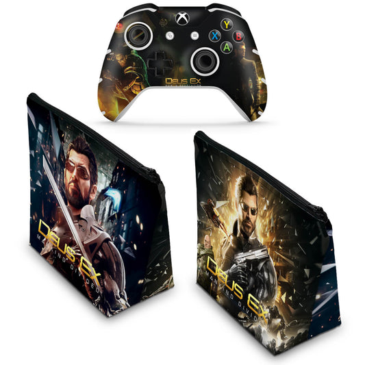 KIT Capa Case e Skin Anti-Rage Xbox One Slim X Controle - Deus Ex: Mankind Divided