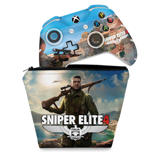 KIT Capa Case e Skin Anti-Rage Xbox One Slim X Controle - Sniper Elite 4