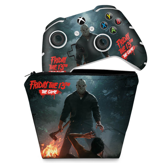 KIT Capa Case e Skin Anti-Rage Xbox One Slim X Controle - Friday the 13th The game - Sexta-Feira 13