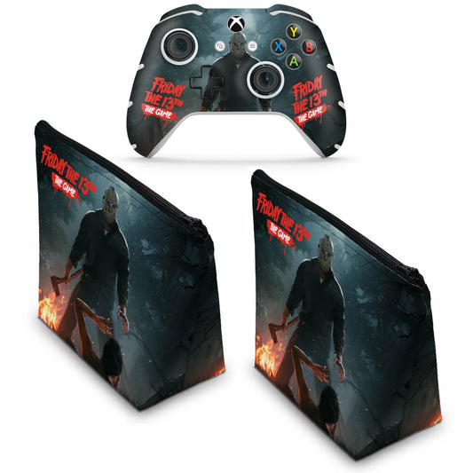 KIT Capa Case e Skin Anti-Rage Xbox One Slim X Controle - Friday the 13th The game - Sexta-Feira 13