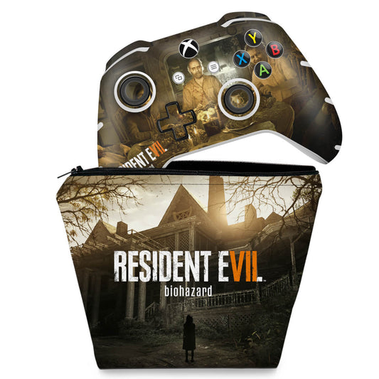 KIT Capa Case e Skin Anti-Rage Xbox One Slim X Controle - Resident Evil 7: Biohazard