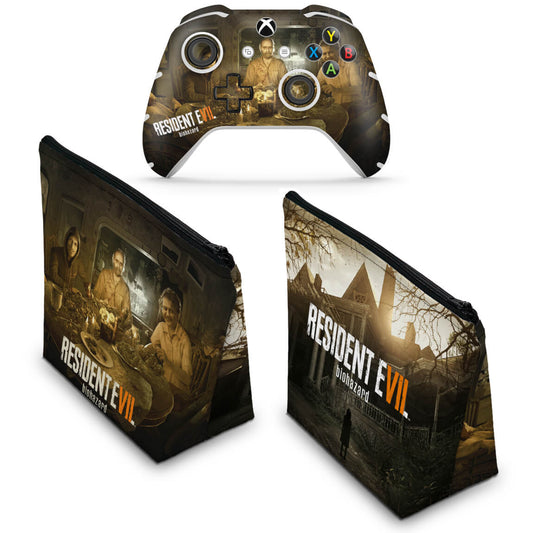 KIT Capa Case e Skin Anti-Rage Xbox One Slim X Controle - Resident Evil 7: Biohazard