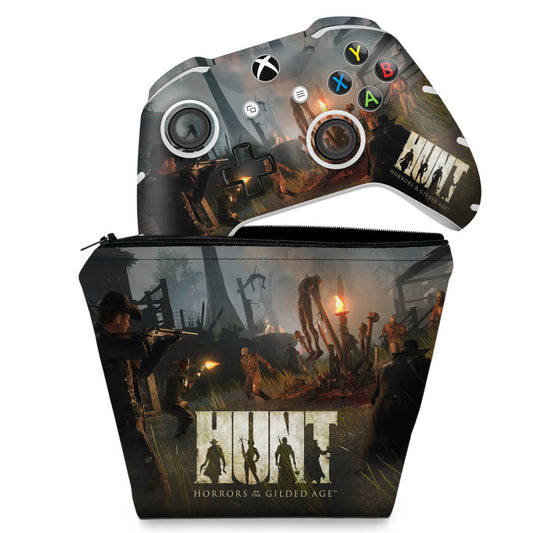 KIT Capa Case e Skin Anti-Rage Xbox One Slim X Controle - Hunt: Horrors of the Gilded Age