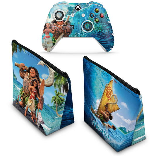 KIT Capa Case e Skin Anti-Rage Xbox One Slim X Controle - Disney Moana