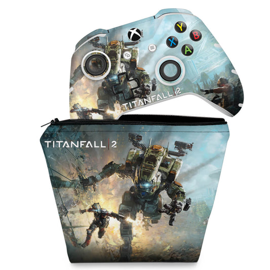KIT Capa Case e Skin Anti-Rage Xbox One Slim X Controle - Titanfall 2