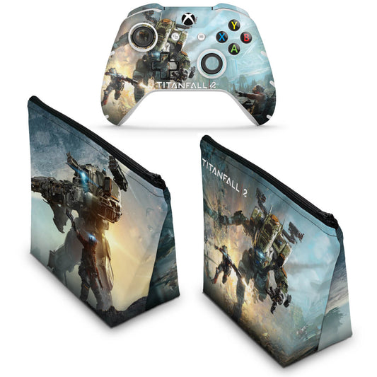 KIT Capa Case e Skin Anti-Rage Xbox One Slim X Controle - Titanfall 2