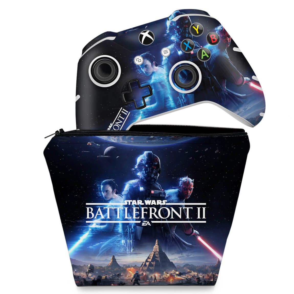 KIT Capa Case e Skin Anti-Rage Xbox One Slim X Controle - Star Wars - Battlefront 2