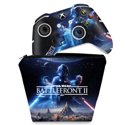 KIT Capa Case e Skin Anti-Rage Xbox One Slim X Controle - Star Wars - Battlefront 2