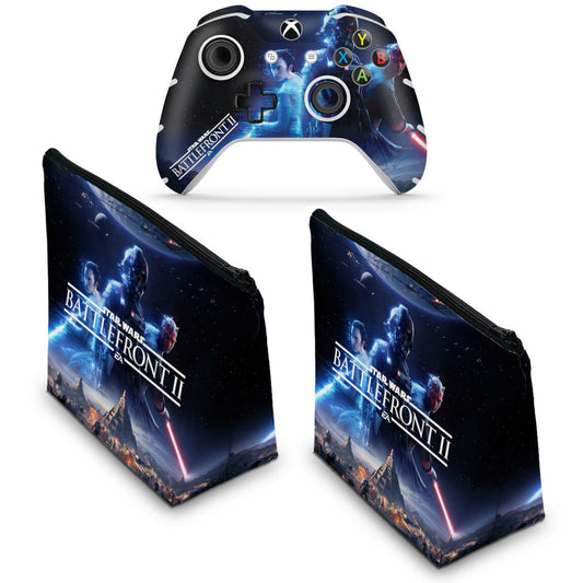 KIT Capa Case e Skin Anti-Rage Xbox One Slim X Controle - Star Wars - Battlefront 2