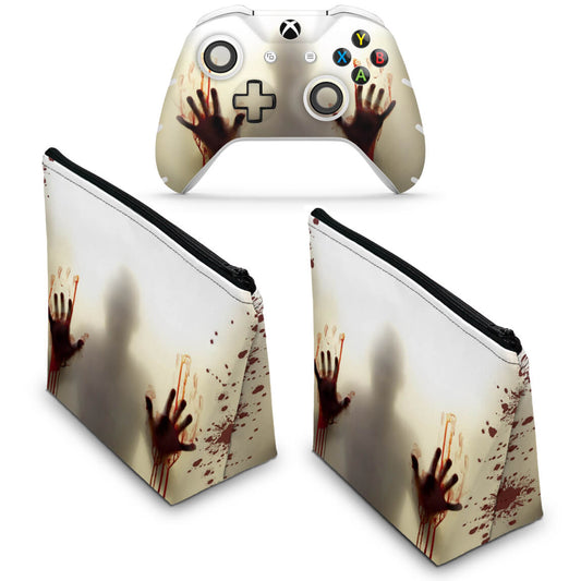 KIT Capa Case e Skin Anti-Rage Xbox One Slim X Controle - Fear The Walking Dead