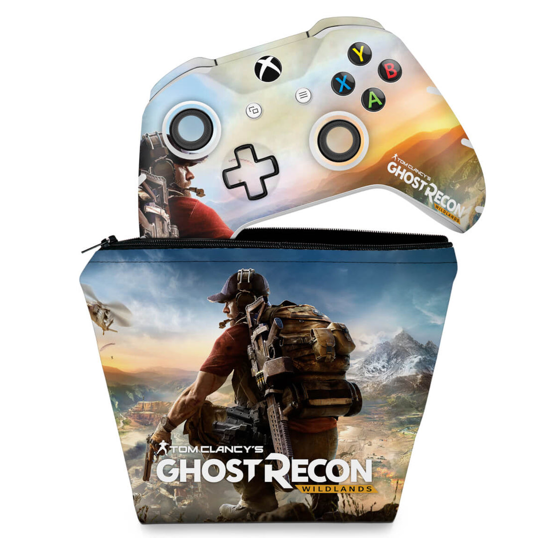 KIT Capa Case e Skin Anti-Rage Xbox One Slim X Controle - Ghost Recon Wildlands