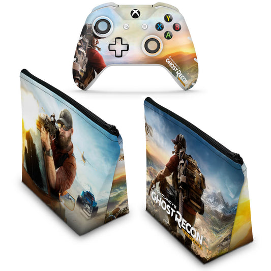 KIT Capa Case e Skin Anti-Rage Xbox One Slim X Controle - Ghost Recon Wildlands