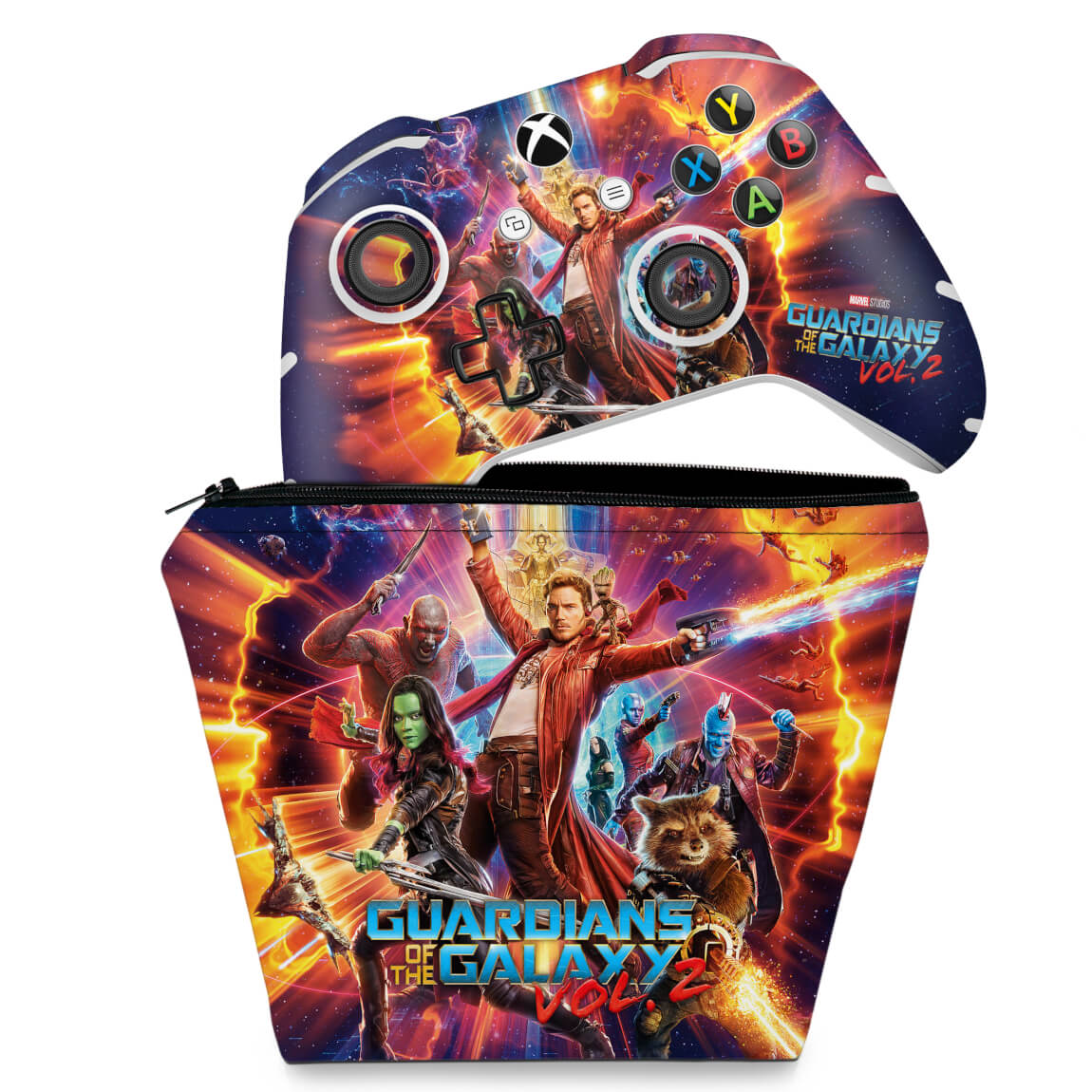 KIT Capa Case e Skin Anti-Rage Xbox One Slim X Controle - Guardiões da Galáxia Vol 2