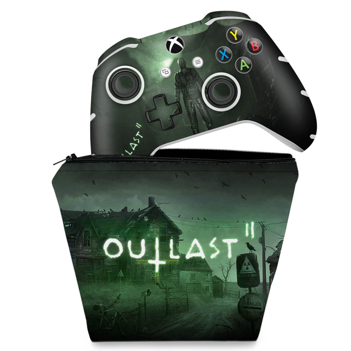KIT Capa Case e Skin Anti-Rage Xbox One Slim X Controle - Outlast 2