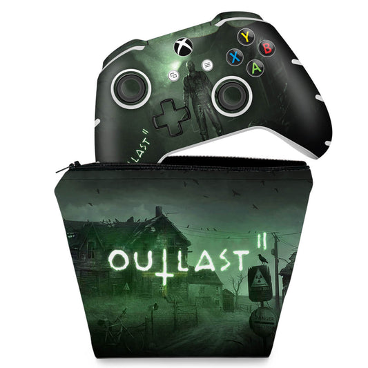 KIT Capa Case e Skin Anti-Rage Xbox One Slim X Controle - Outlast 2