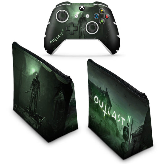 KIT Capa Case e Skin Anti-Rage Xbox One Slim X Controle - Outlast 2