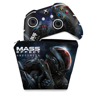 KIT Capa Case e Skin Anti-Rage Xbox One Slim X Controle - Mass Effect: Andromeda
