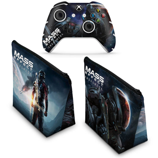 KIT Capa Case e Skin Anti-Rage Xbox One Slim X Controle - Mass Effect: Andromeda