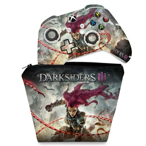 KIT Capa Case e Skin Anti-Rage Xbox One Slim X Controle - Darksiders 3