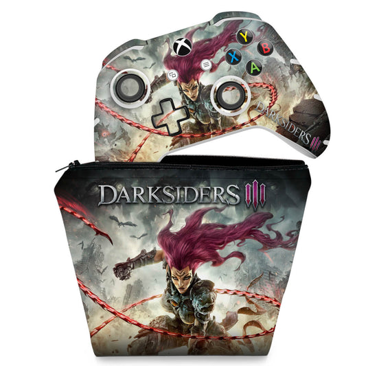 KIT Capa Case e Skin Anti-Rage Xbox One Slim X Controle - Darksiders 3