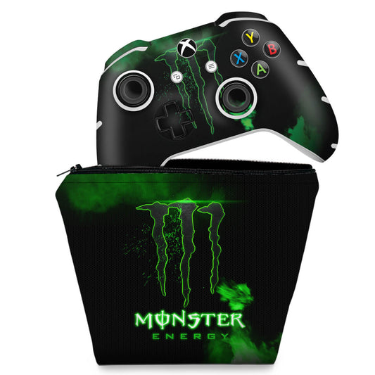 KIT Capa Case e Skin Anti-Rage Xbox One Slim X Controle - Monster Energy Drink