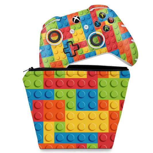 KIT Capa Case e Skin Anti-Rage Xbox One Slim X Controle - Lego