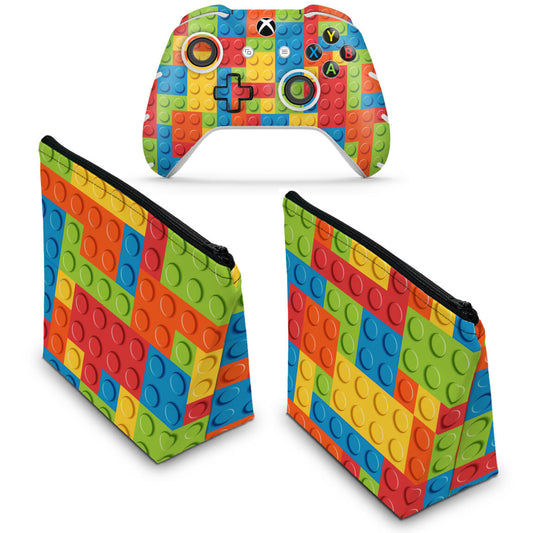 KIT Capa Case e Skin Anti-Rage Xbox One Slim X Controle - Lego