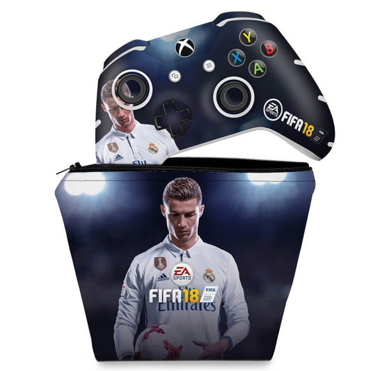 KIT Capa Case e Skin Anti-Rage Xbox One Slim X Controle - FIFA 18