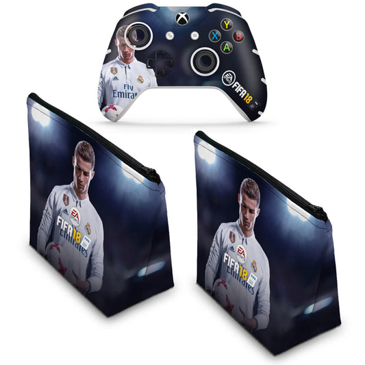 KIT Capa Case e Skin Anti-Rage Xbox One Slim X Controle - FIFA 18
