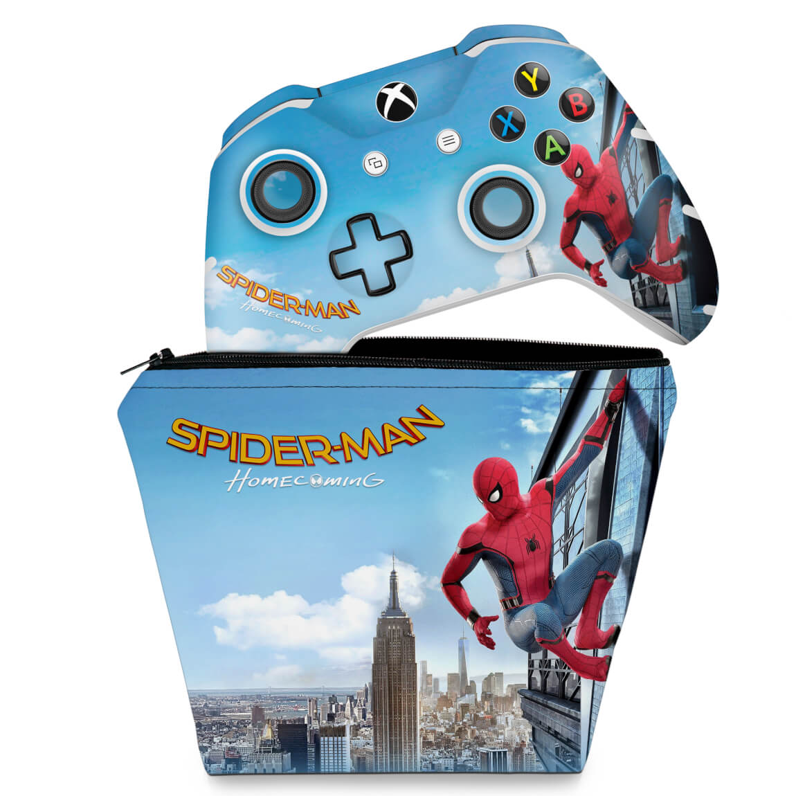KIT Capa Case e Skin Anti-Rage Xbox One Slim X Controle - Homem Aranha - Spiderman Homecoming