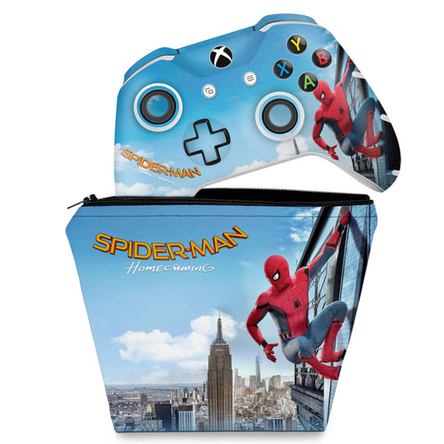KIT Capa Case e Skin Anti-Rage Xbox One Slim X Controle - Homem Aranha - Spiderman Homecoming