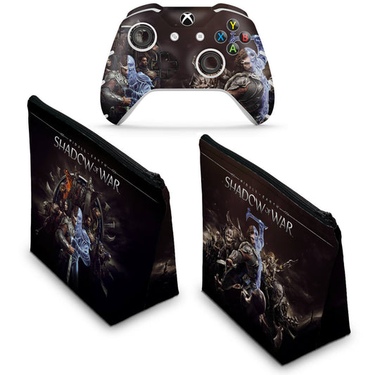 KIT Capa Case e Skin Anti-Rage Xbox One Slim X Controle - Shadow of War